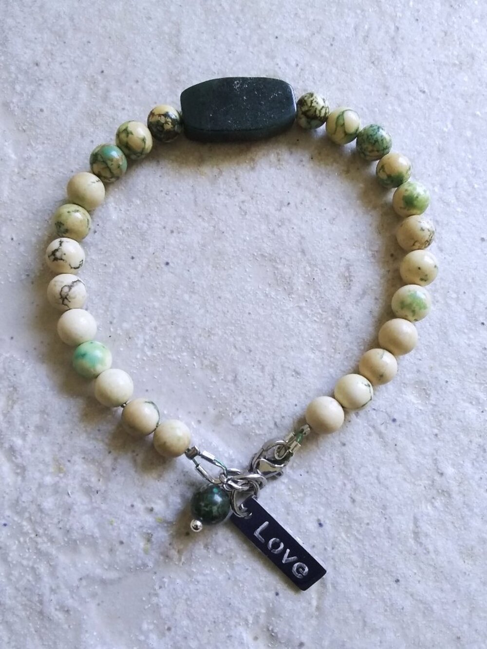 Handmade! Slim Beaded LOVE Bracelet - Minimalist Calm OOAK - Autumn Fall Jewelry